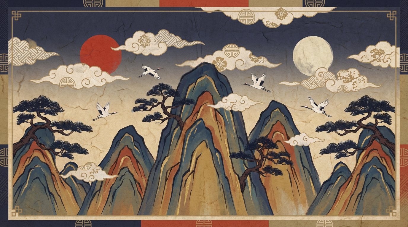 일월오봉도 민화 배경